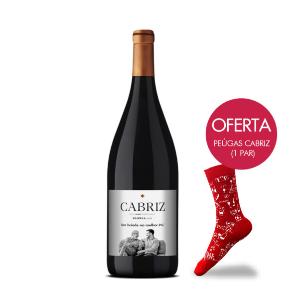 Garrafa Personalizada Cabriz Reserva Tinto 1500 ml + oferta de peúgas Cabriz